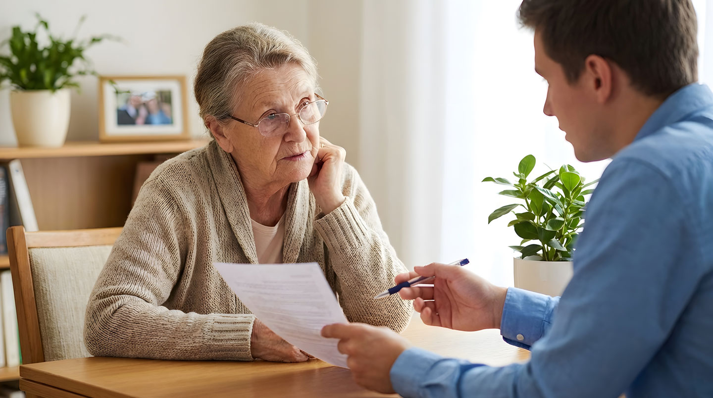 Consultant retraite organisant méthodiquement des dossiers clients par étapes avec classeurs étiquetés et timeline de processus